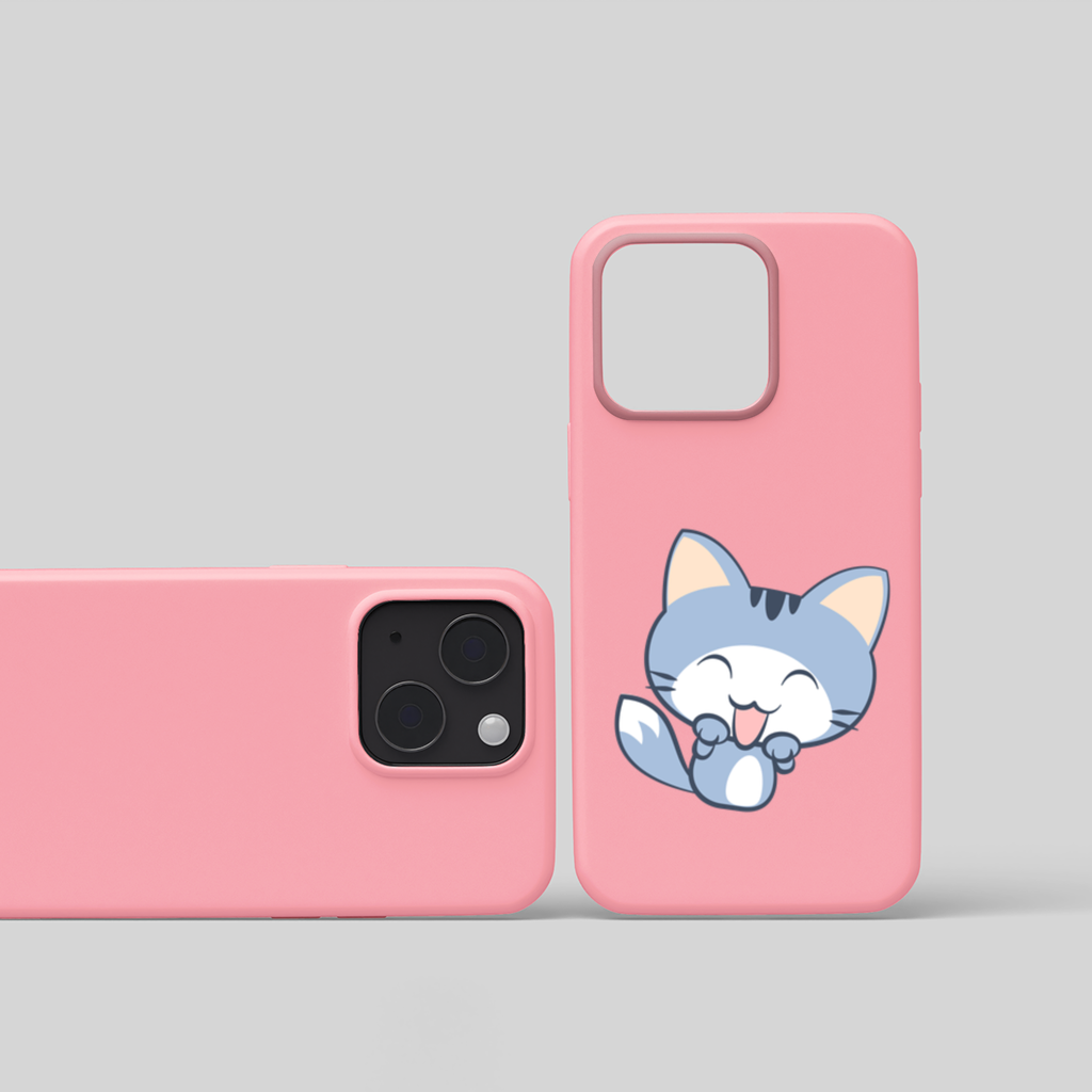 Kawaii Blue Cat iPhone 15 Plus Case