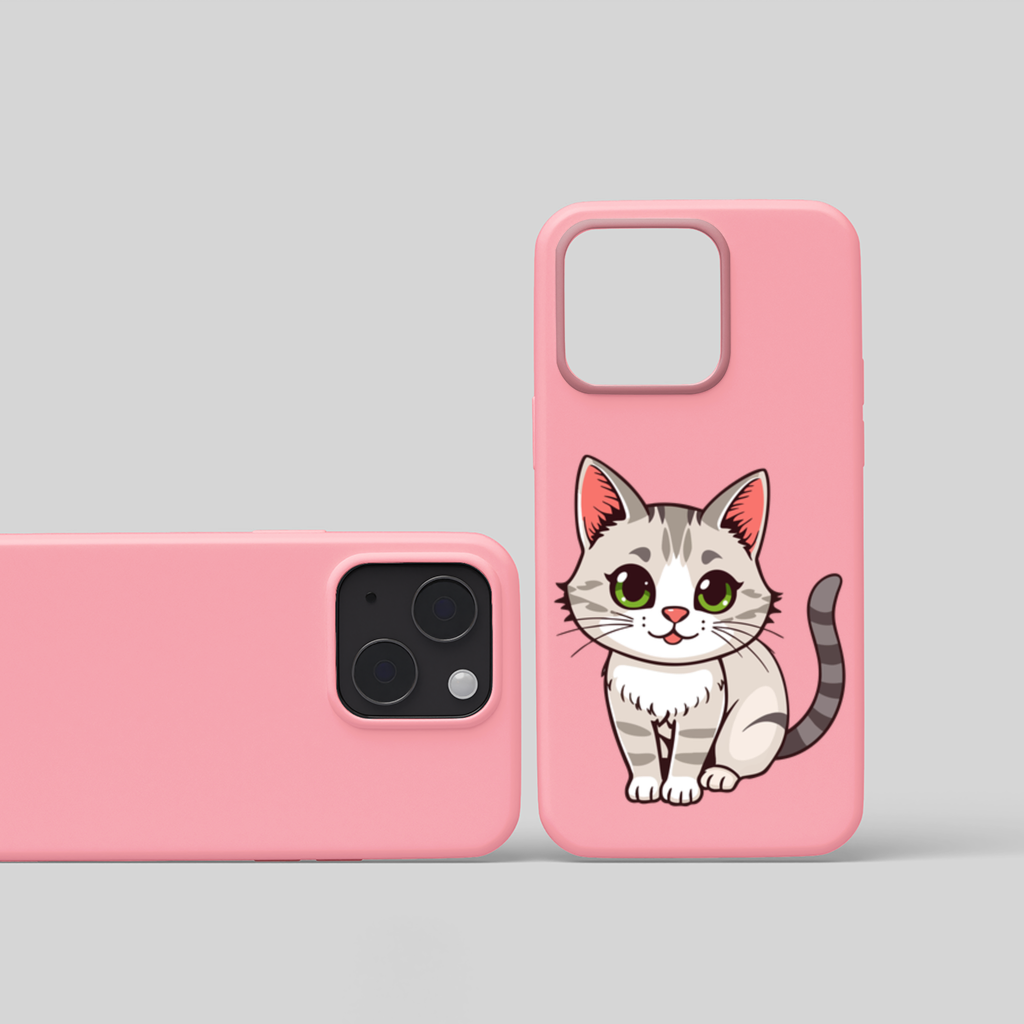 Green Eyed Grey Cat iPhone 15 Plus Case
