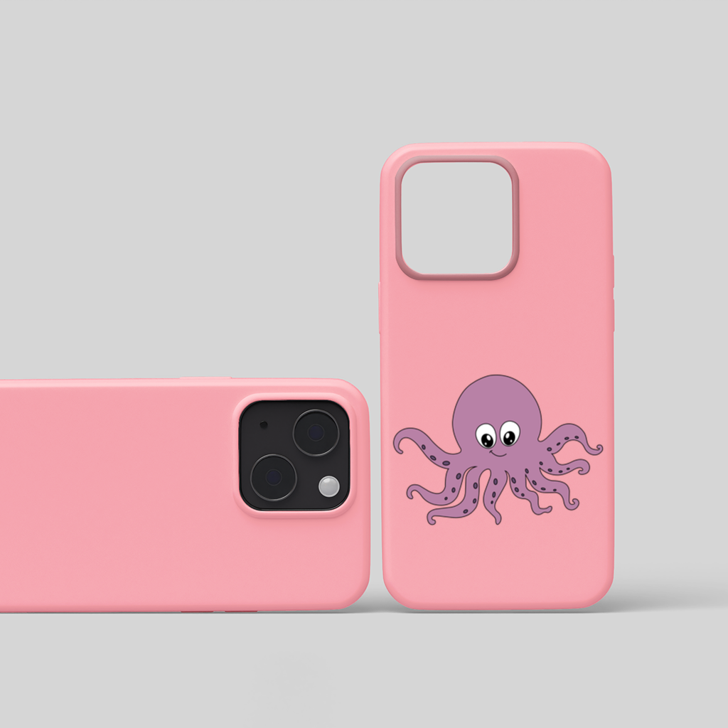 Cute Purple Octopus iPhone 15 Plus Case
