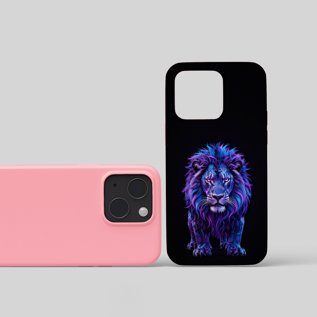 Neon Purple Lion iPhone 15 Plus Case