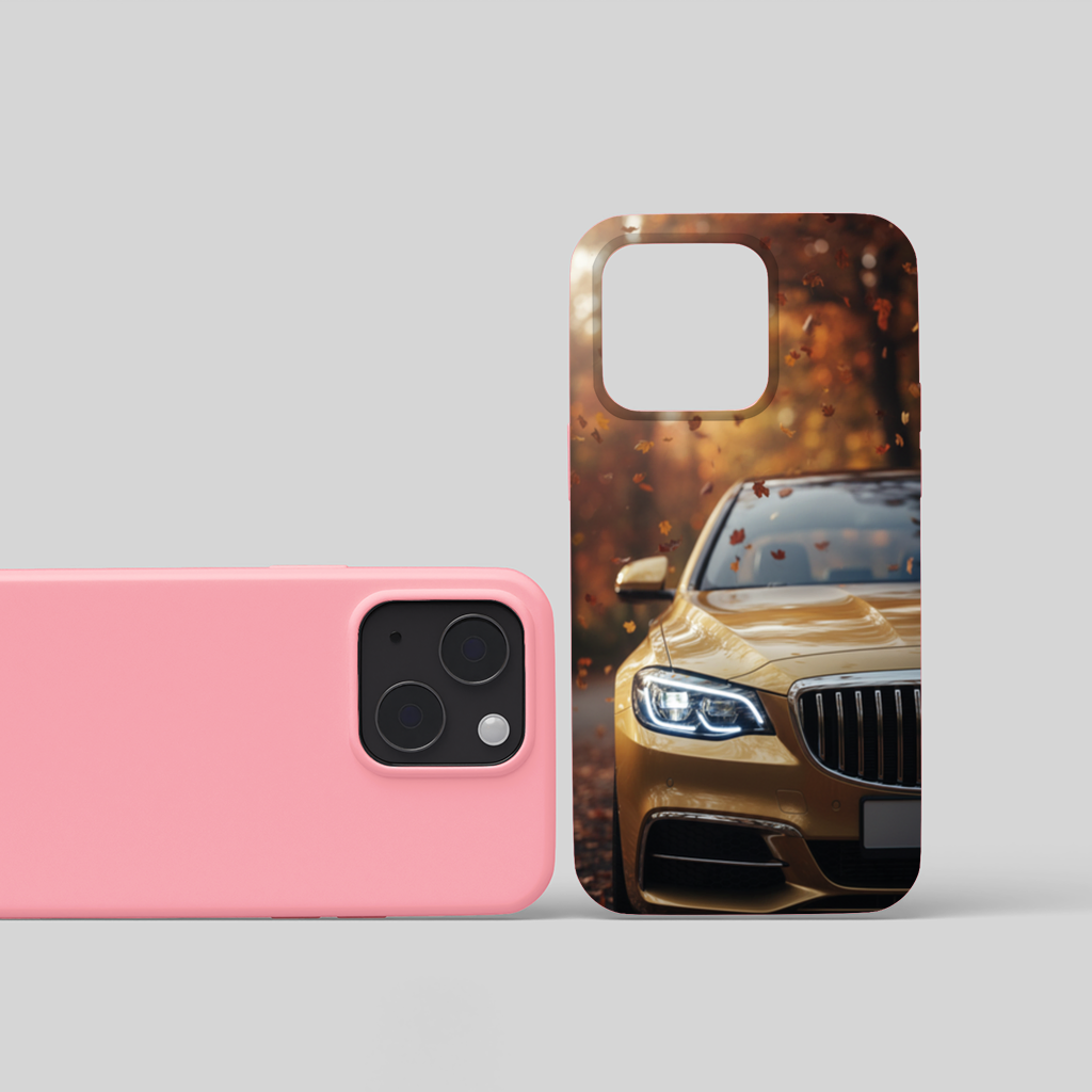 Gold Car and Autumn Leaves iPhone 15 Plus Case