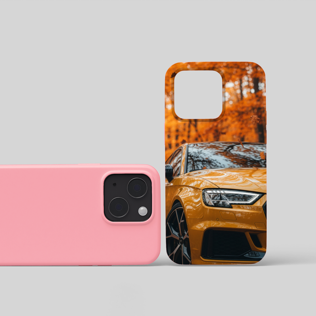 Yellow Sports Car Autumn iPhone 15 Plus Case