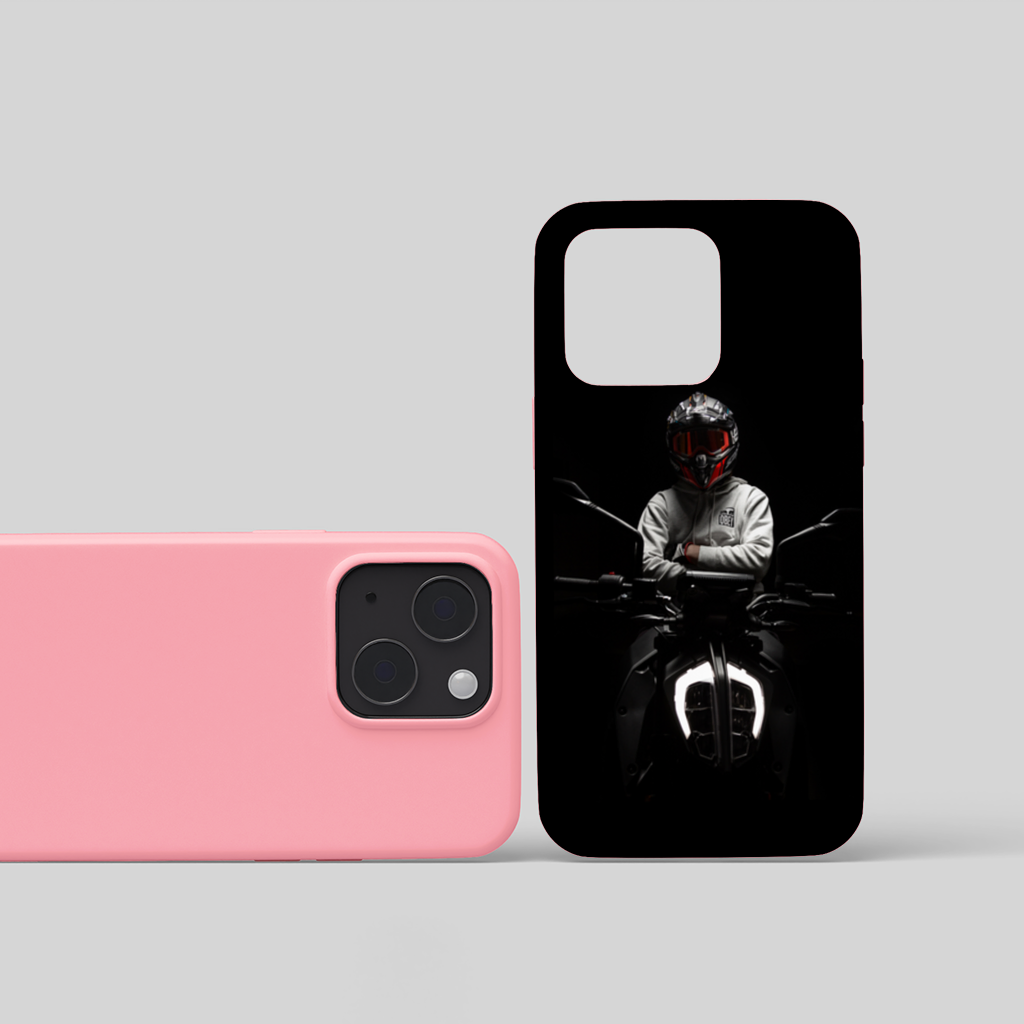 Dark Night Rider with Helmet iPhone 15 Plus Case