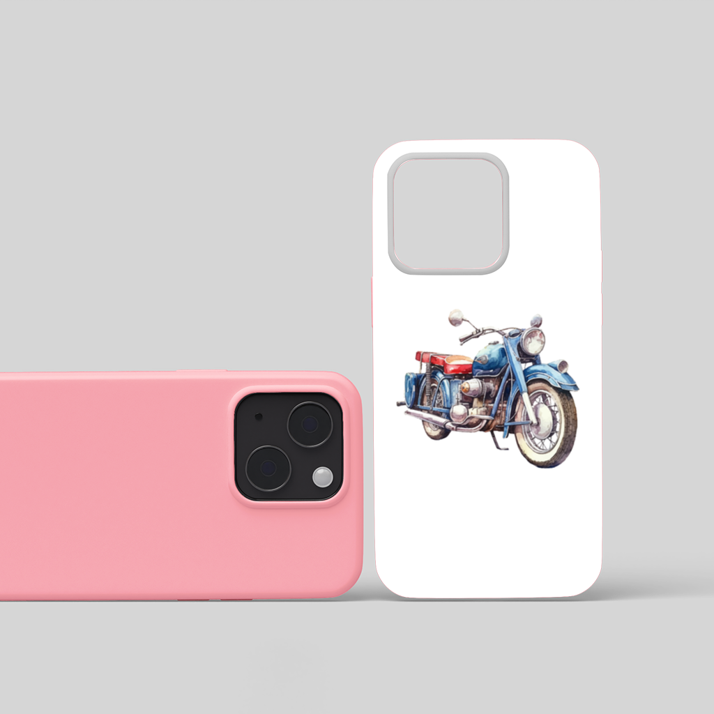 Vintage Blue Classic Motorcycle iPhone 15 Plus Case