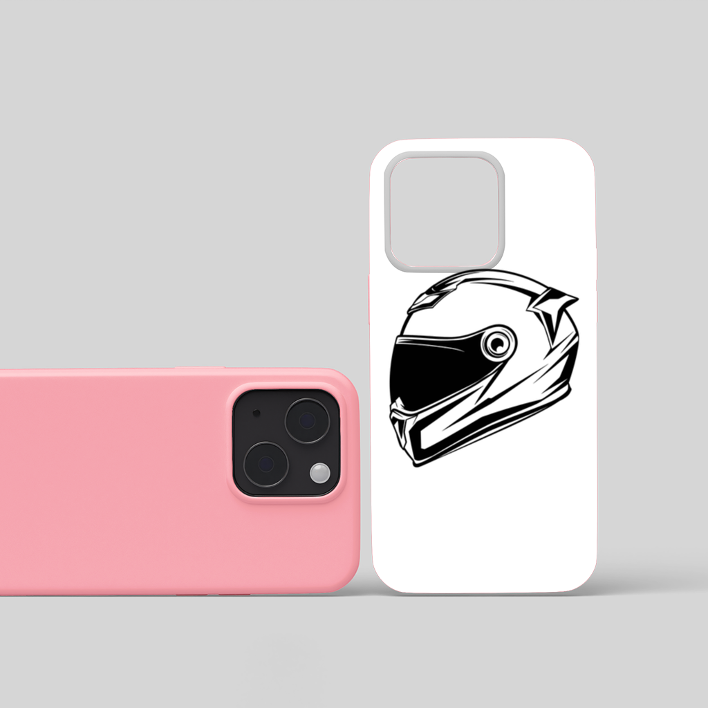 Monochrome Motorcycle Helmet iPhone 15 Plus Case