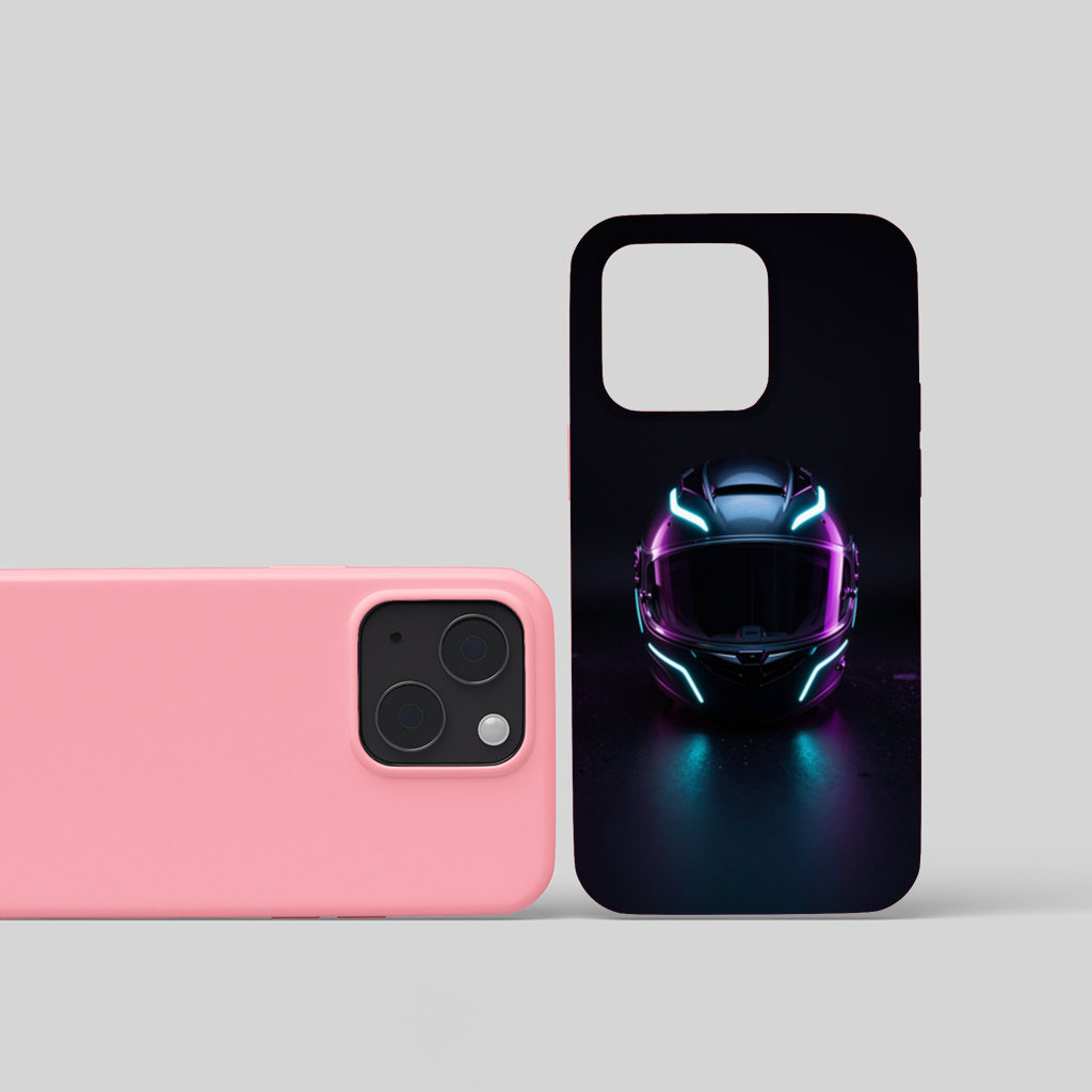 Minimalist Full Face Motorcycle Helmet iPhone 15 Plus Case