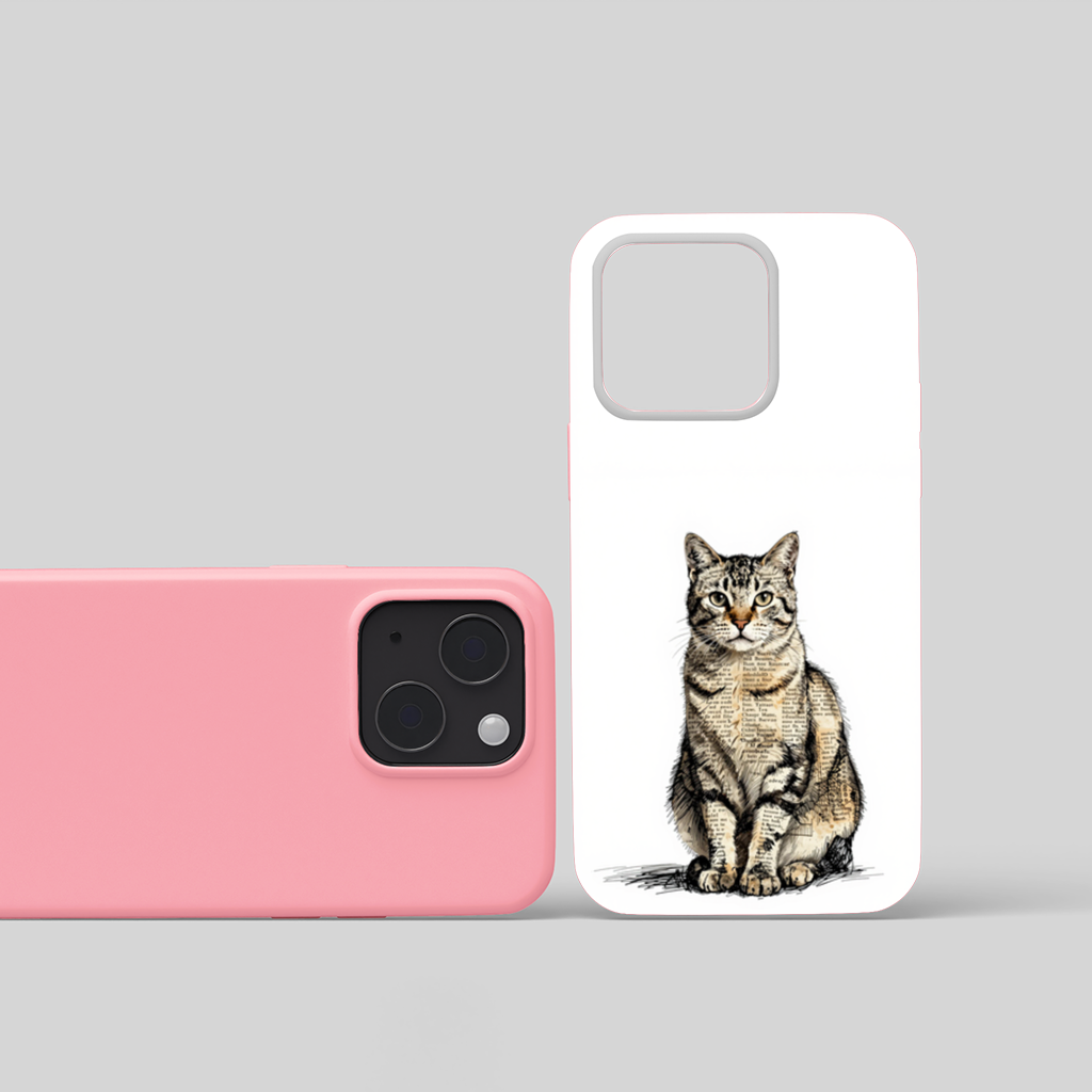 Vintage Newspaper Collage Tabby Cat iPhone 15 Plus Case