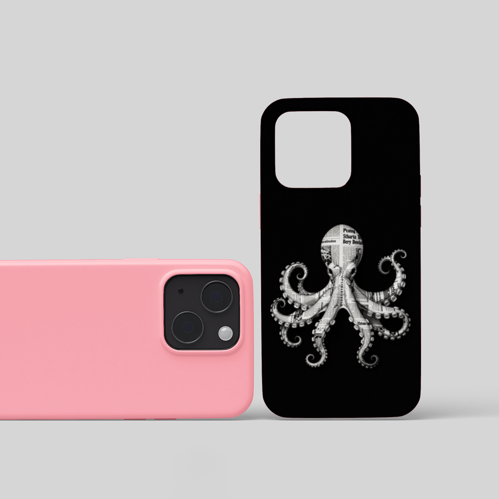 Vintage Newspaper Octopus iPhone 15 Plus Case