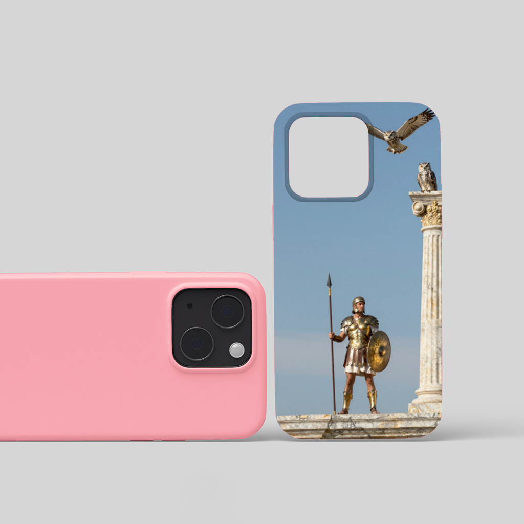 Ancient Greek Warrior with Athena Owls iPhone 15 Plus Case