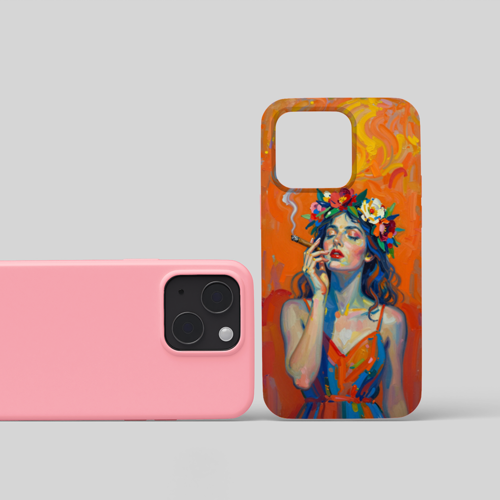 Bohemian Woman with Flower Crown iPhone 15 Plus Case