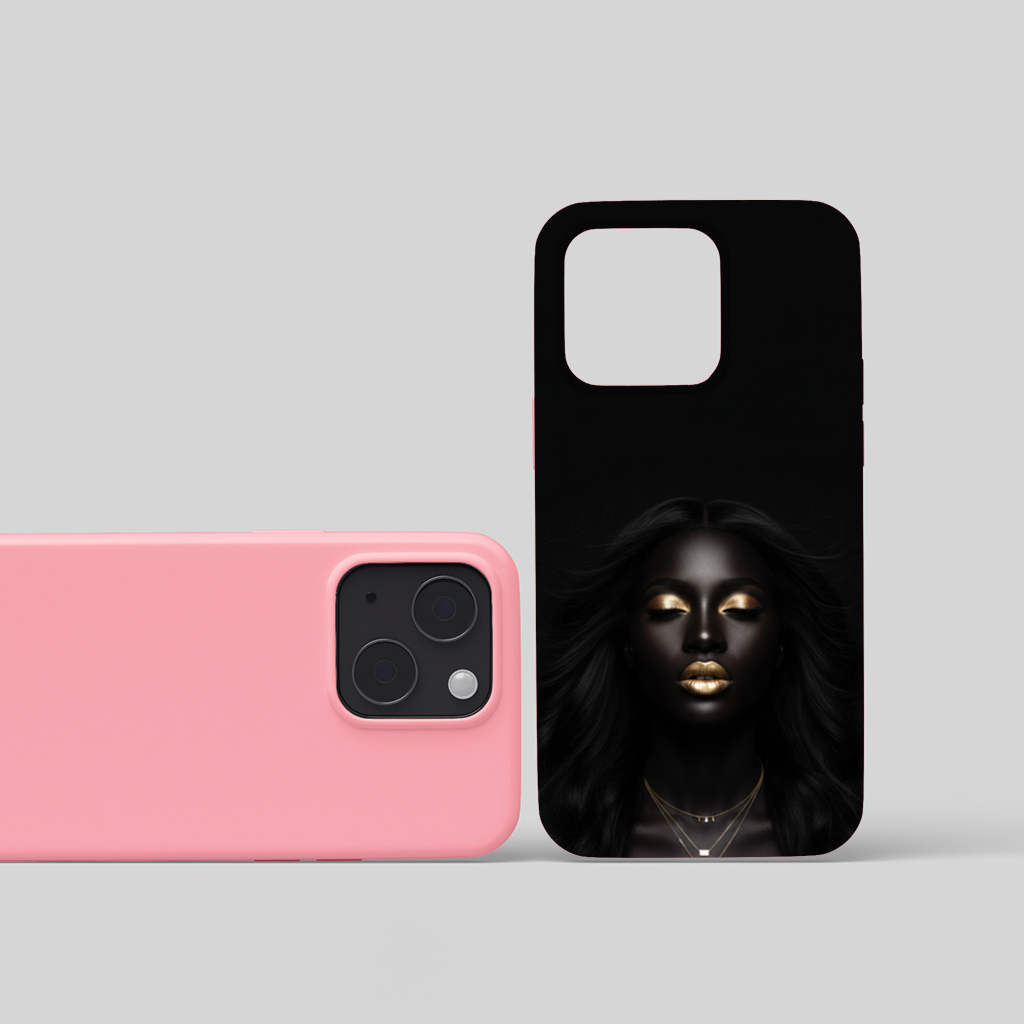 Gold Makeup Black Woman iPhone 15 Plus Case