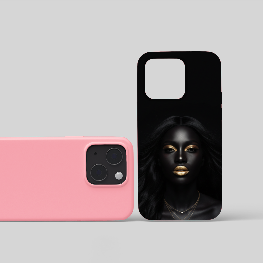 Golden Lips Melanin Goddess iPhone 15 Plus Case