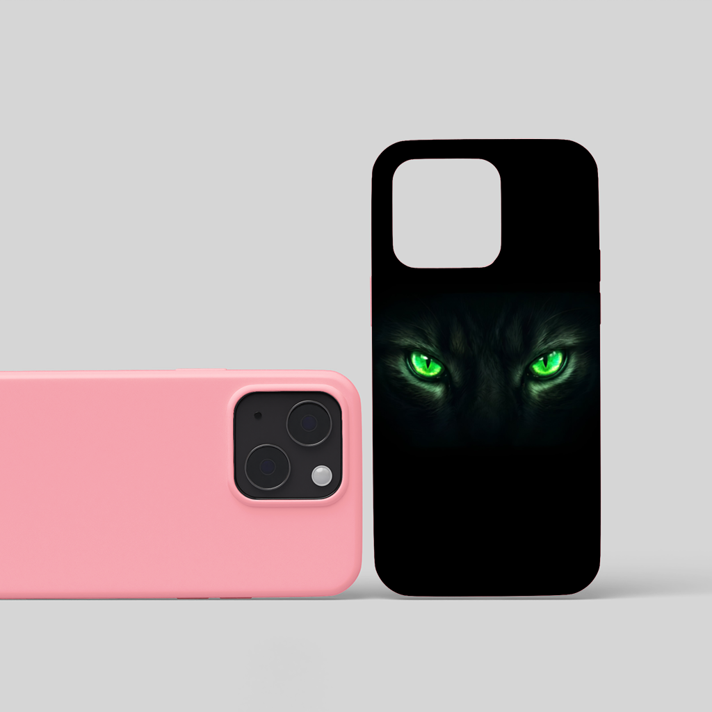 Glowing Green Monster Eyes iPhone 15 Plus Case