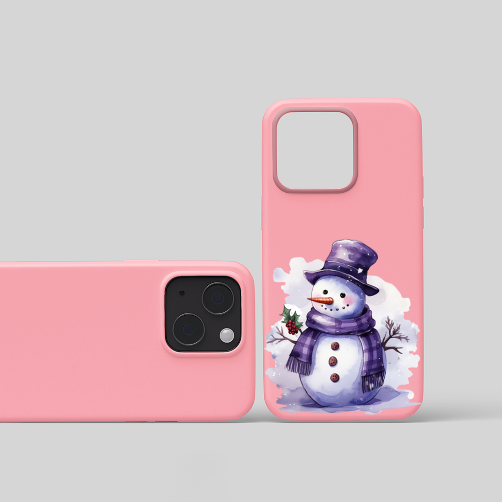 Whimsical Purple Snowman iPhone 15 Plus Case