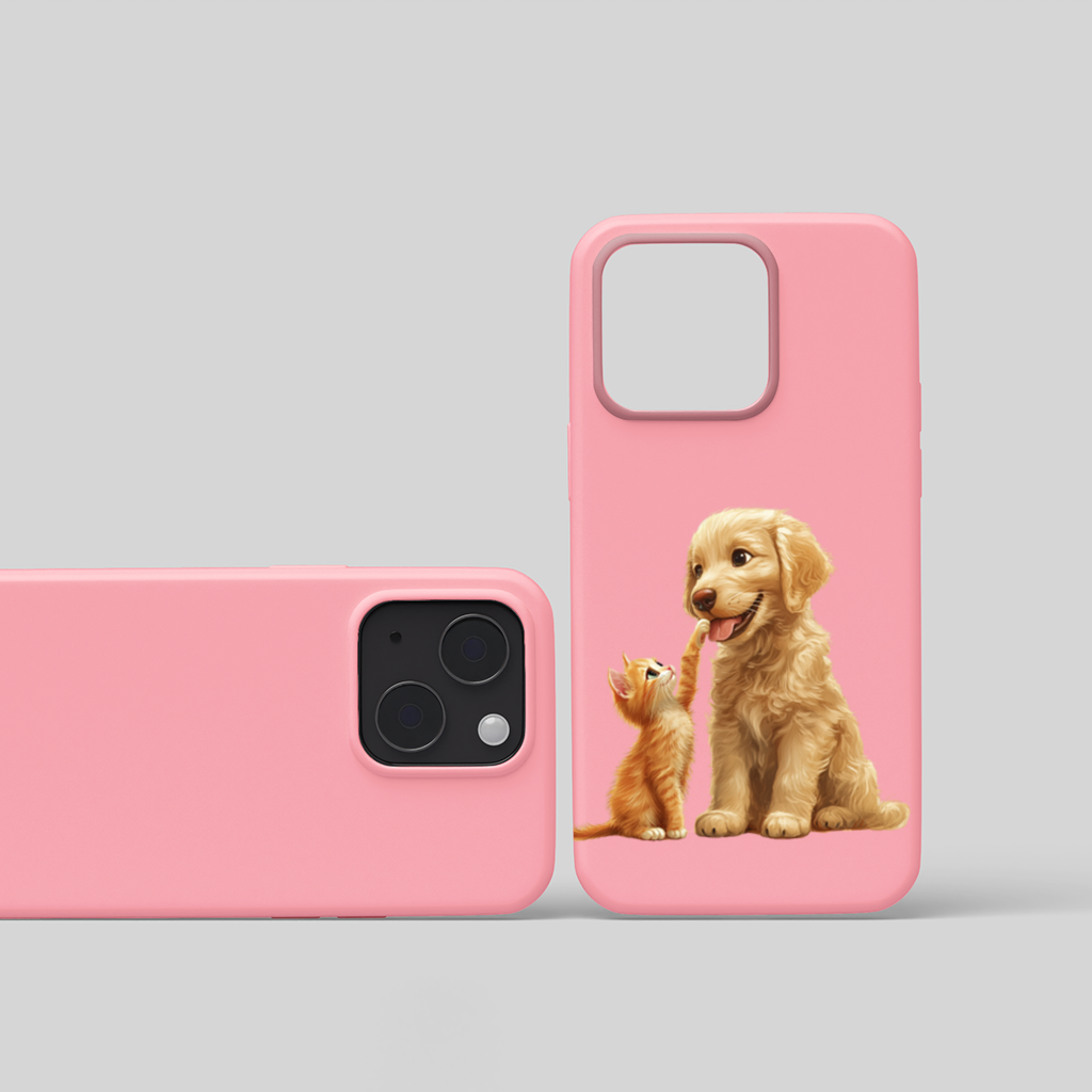 Golden Retriever and Ginger Kitten iPhone 15 Plus Case