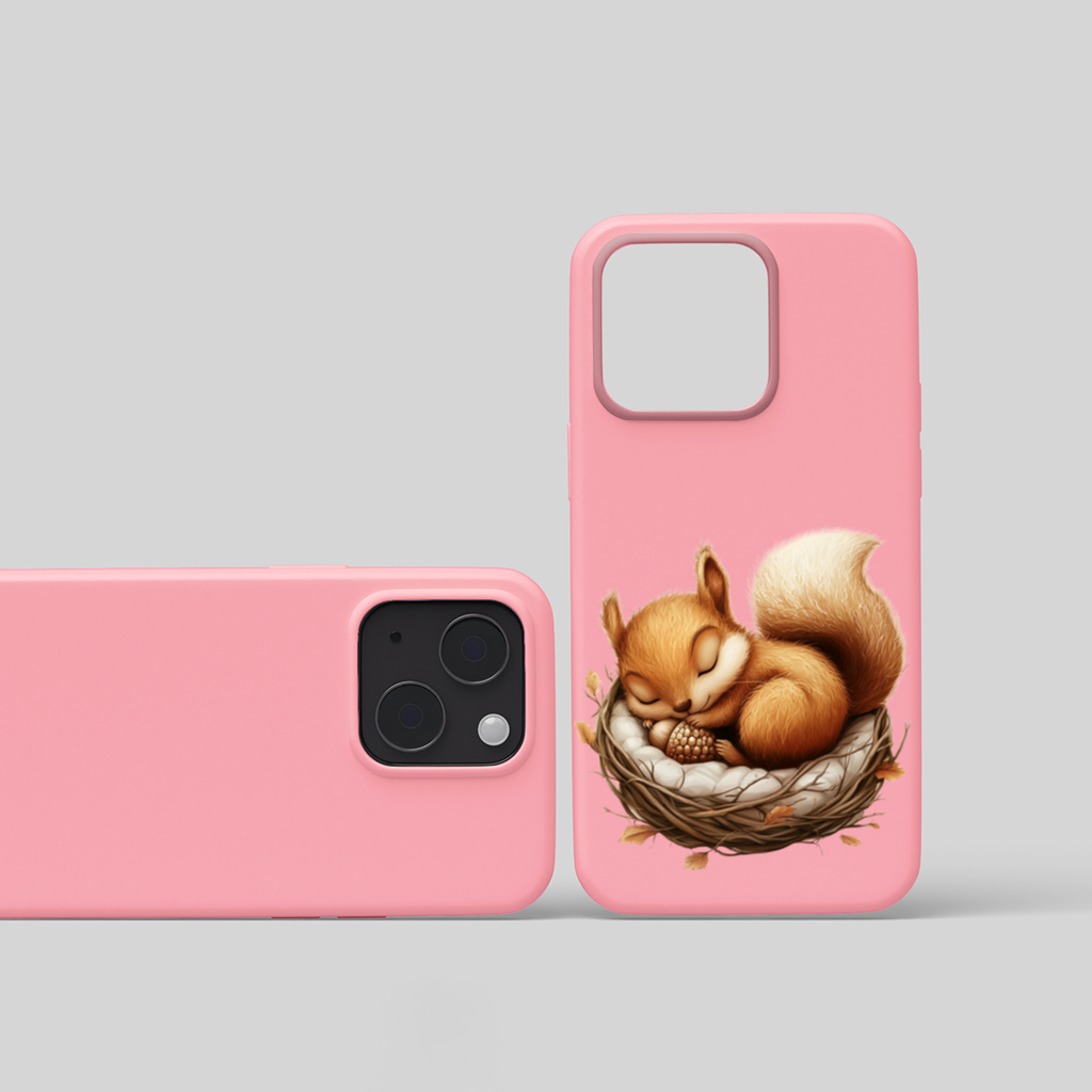 Sleeping Baby Squirrel in Nest iPhone 15 Plus Case