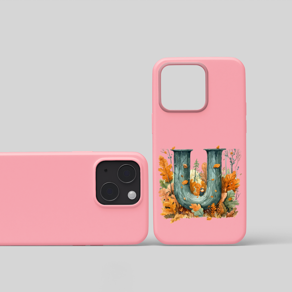 Autumn Woodland Initial Letter U iPhone 15 Plus Case