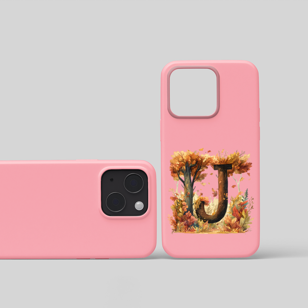 Fall Leaves Wooden Letter J iPhone 15 Plus Case