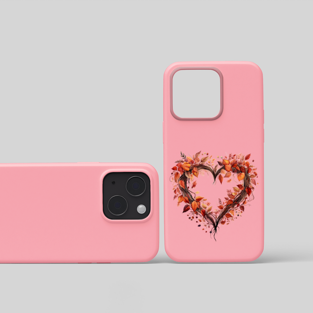 Autumn Leaves Heart Wreath iPhone 15 Plus Case