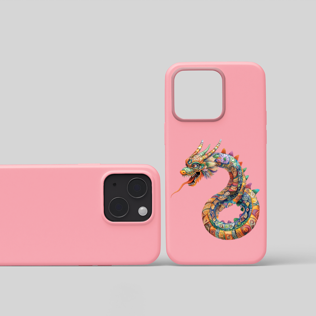 Renkli Mozaik Çin Ejderhası iPhone 15 Plus Kılıfı