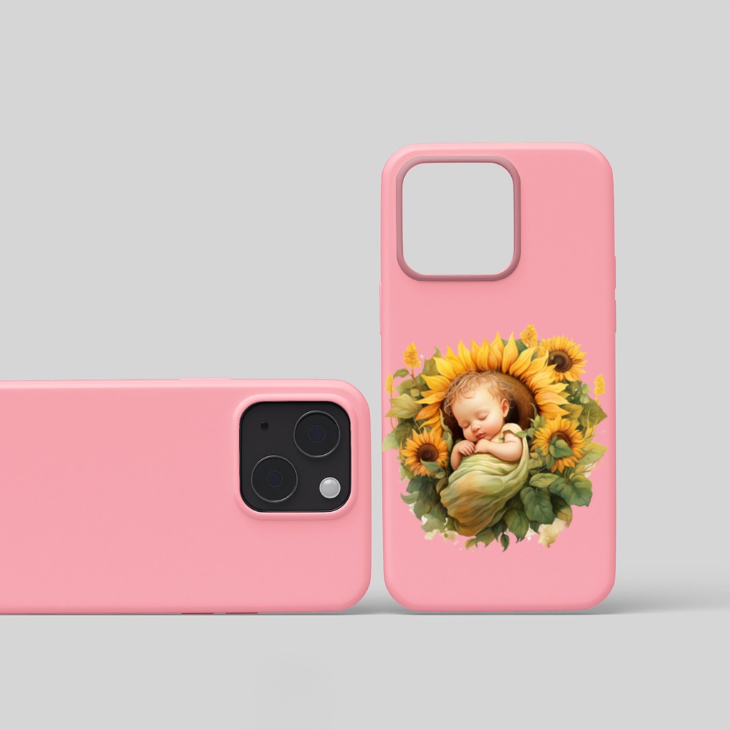 Sleeping Baby in Sunflower iPhone 15 Plus Case