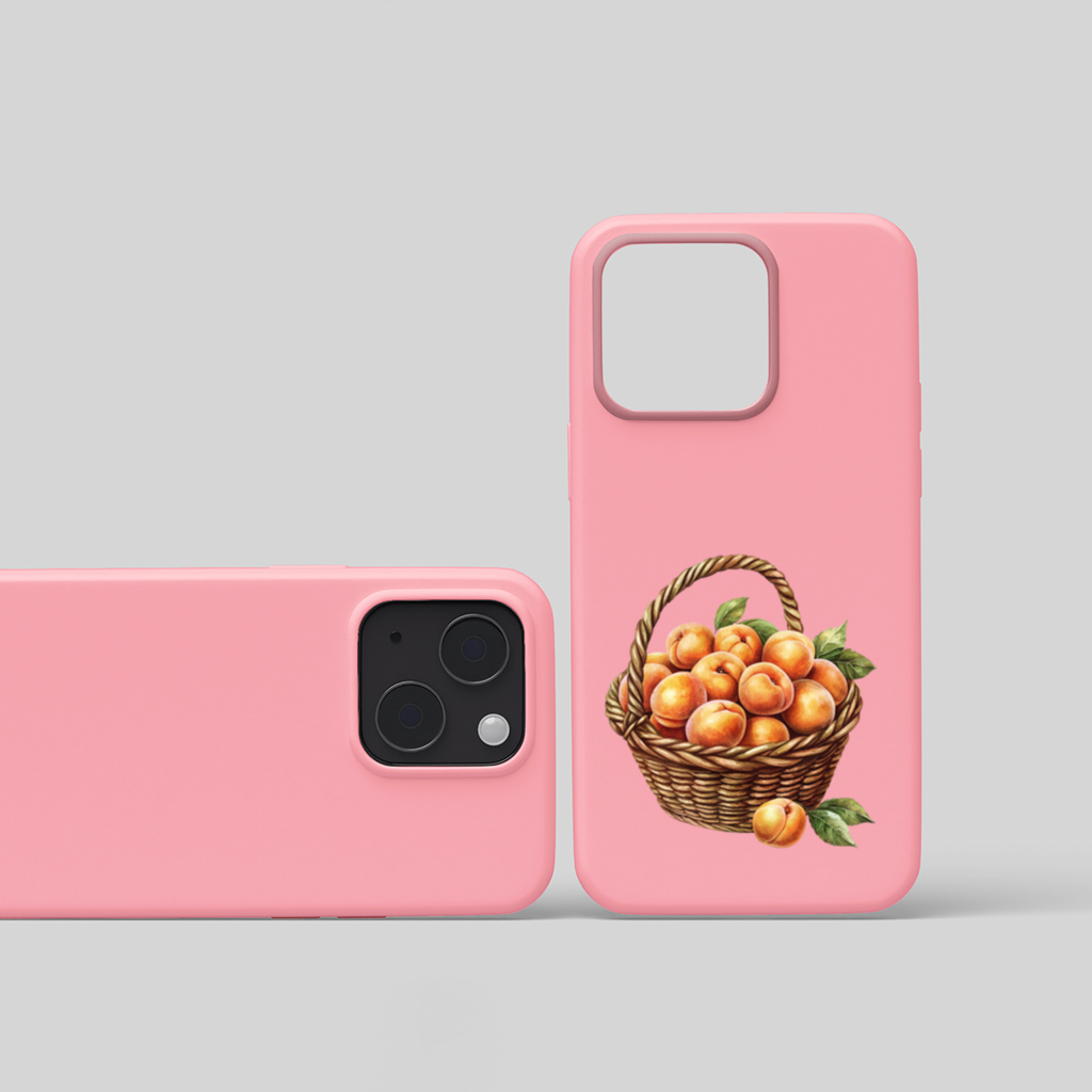 Fresh Peaches in Wicker Basket iPhone 15 Plus Case