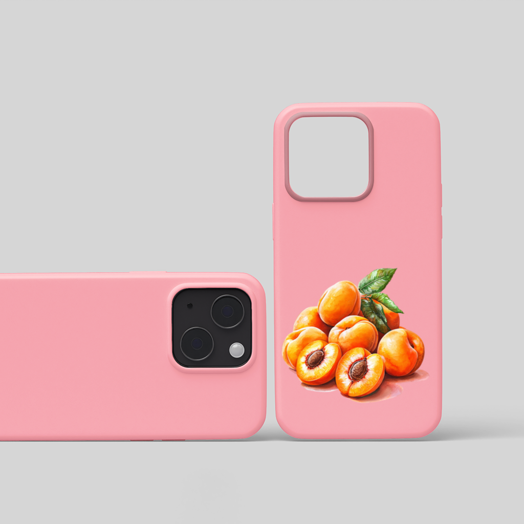 Watercolor Apricot and Leaves iPhone 15 Plus Case