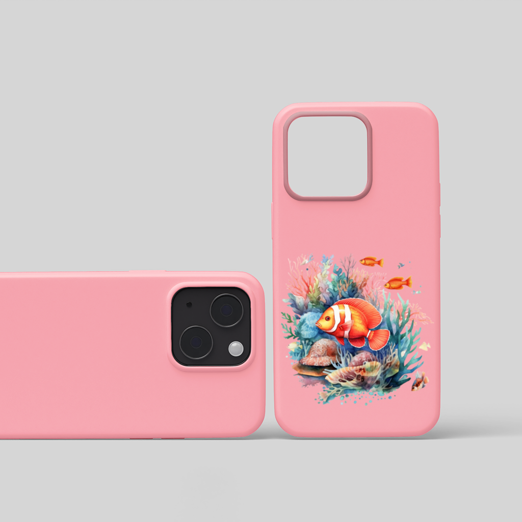 Watercolor Clownfish and Tropical Coral Reef iPhone 15 Plus Case