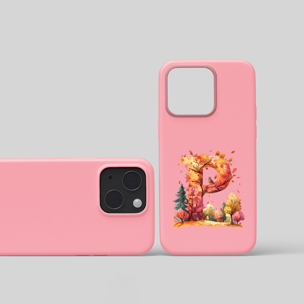 Autumn Forest Letter P with Bird iPhone 15 Plus Case
