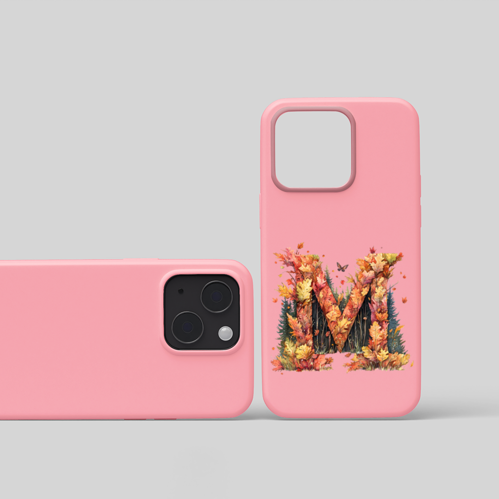 Autumn Letter M With Fall Leaves iPhone 15 Plus Case