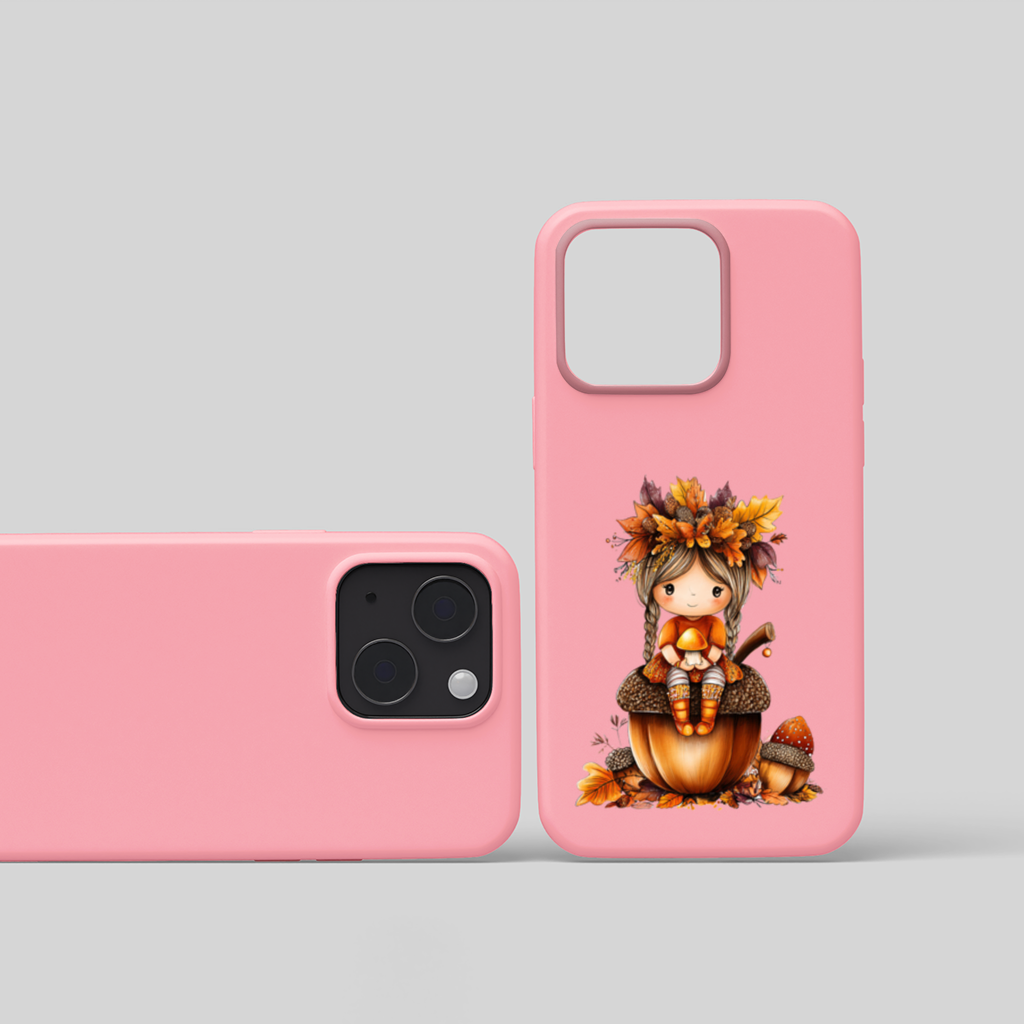 Autumn Acorn Mushroom Girl iPhone 15 Plus Case