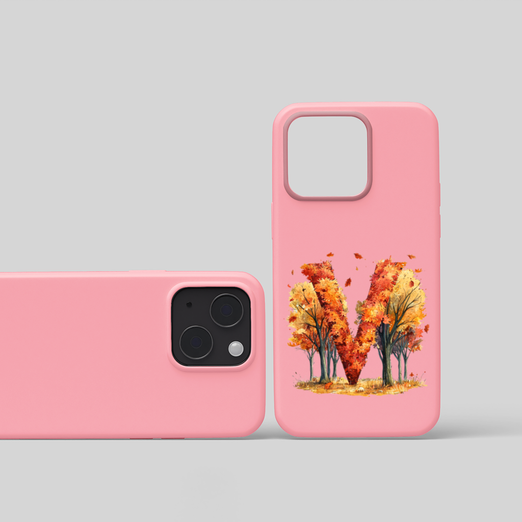 Orange Autumn Forest Letter M iPhone 15 Plus Case