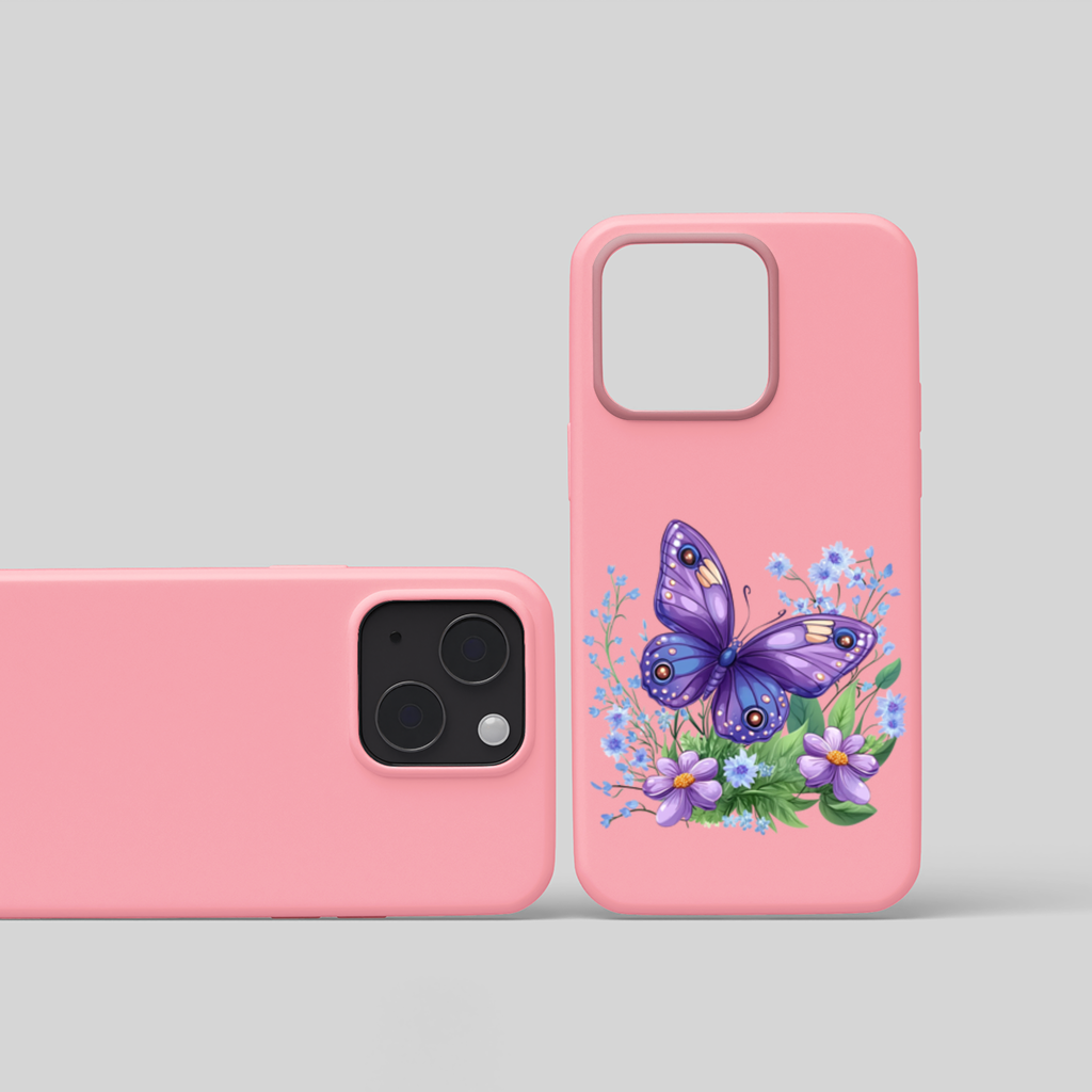 Cottagecore Purple Butterfly Floral iPhone 15 Plus Case