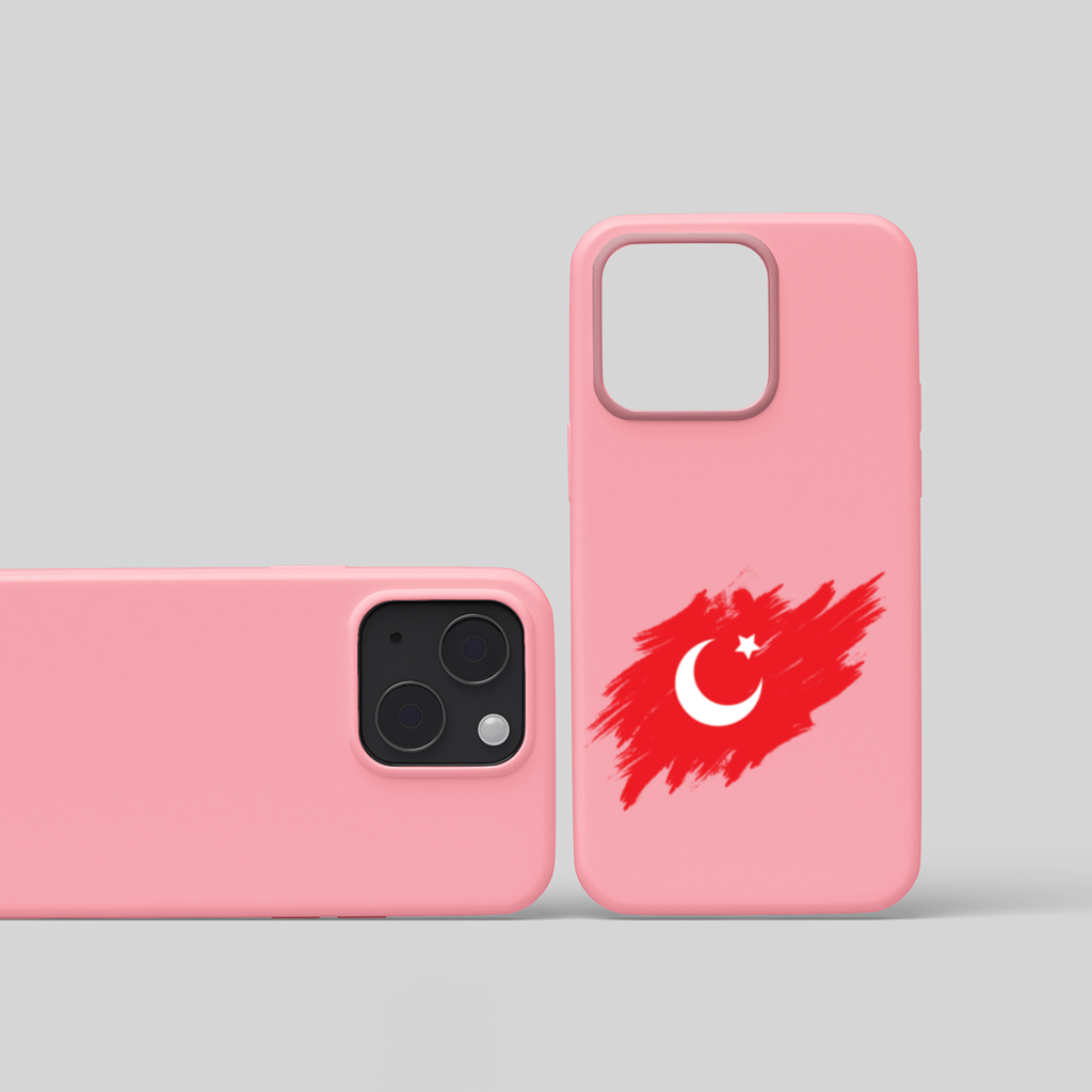Brushstroke Turkish Flag Crescent Moon iPhone 15 Plus Case
