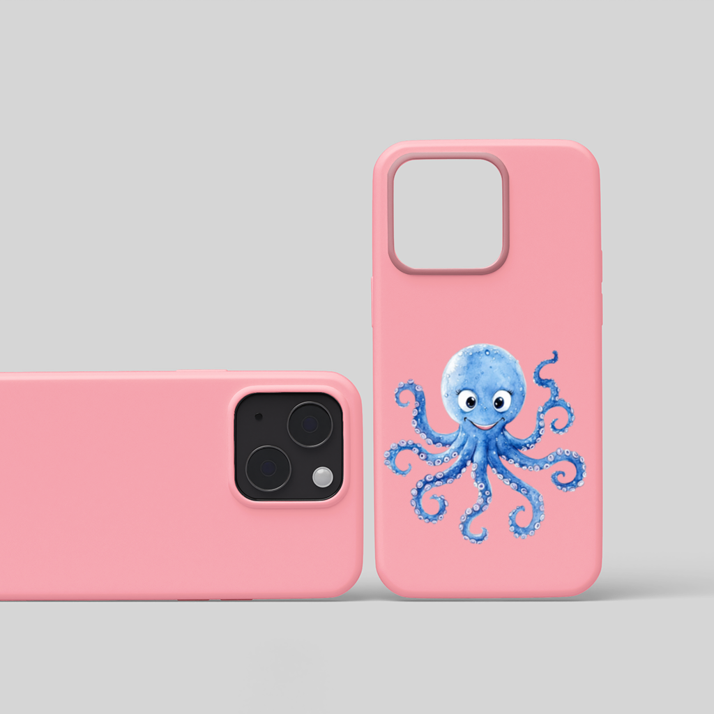 Cute Blue Watercolor Octopus iPhone 15 Plus Case