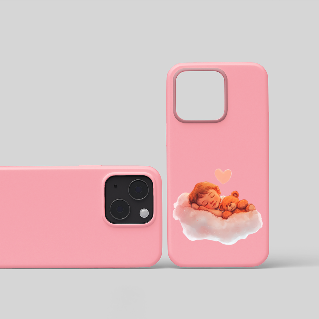 Sleeping Baby on Cloud with Teddy Bear iPhone 15 Plus Case