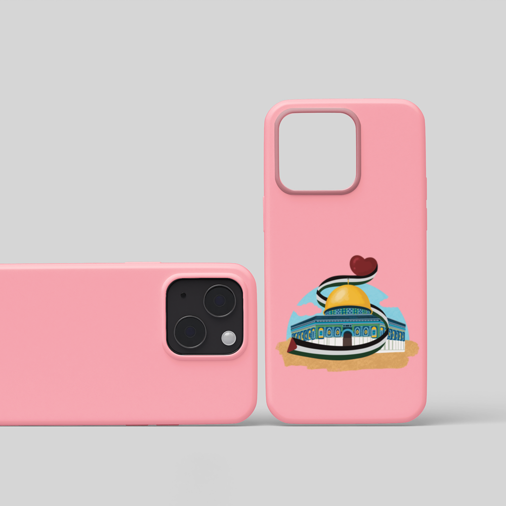 Kubbet-üs Sahra with the Palestinian flag and a heart iPhone 15 Plus Case