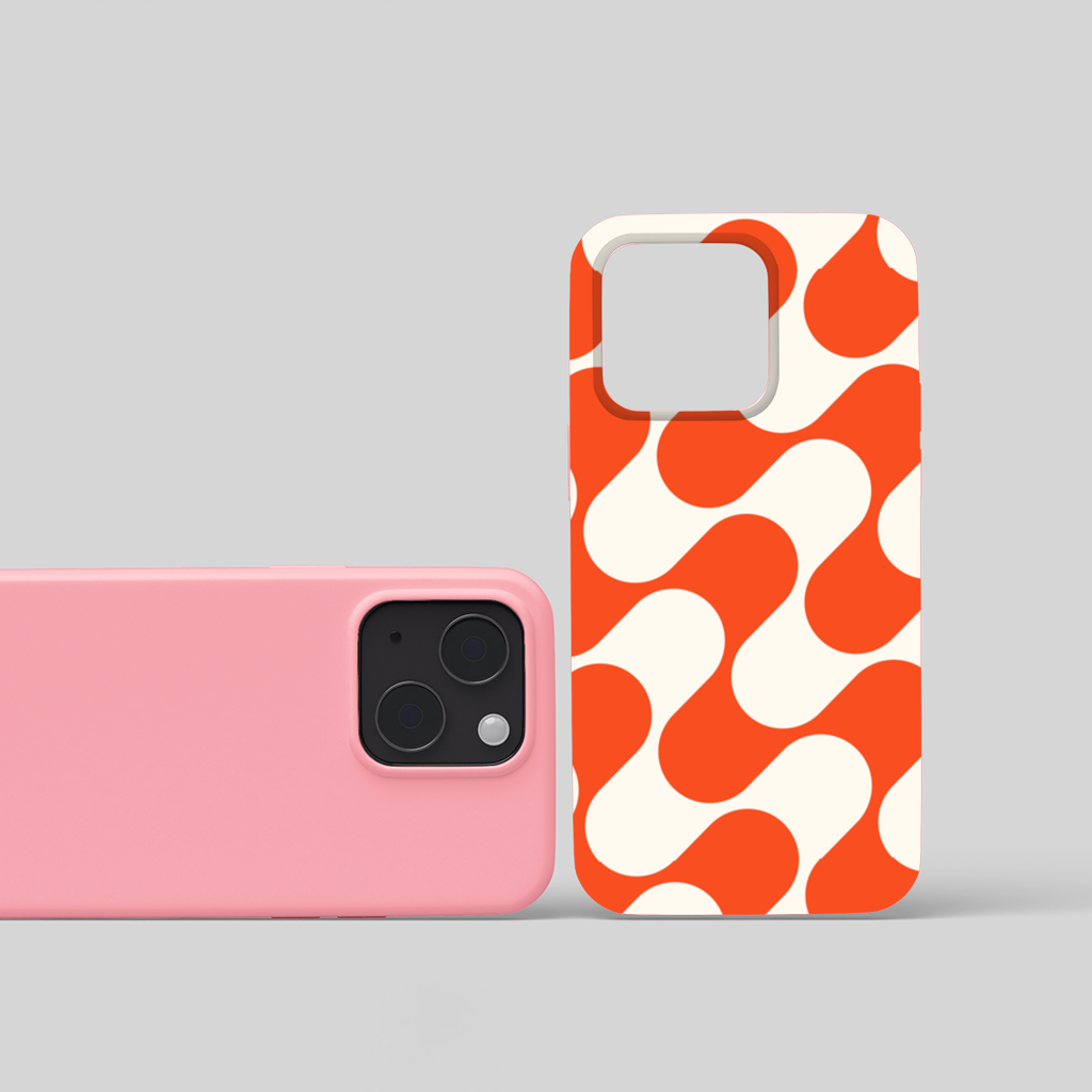 Retro 70s Orange Cream Groovy Curves iPhone 15 Plus Case