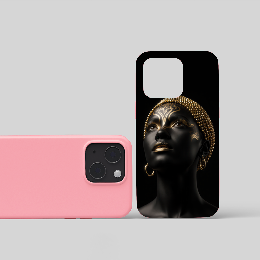 Gold Afrofuturistic Black Woman iPhone 15 Plus Case