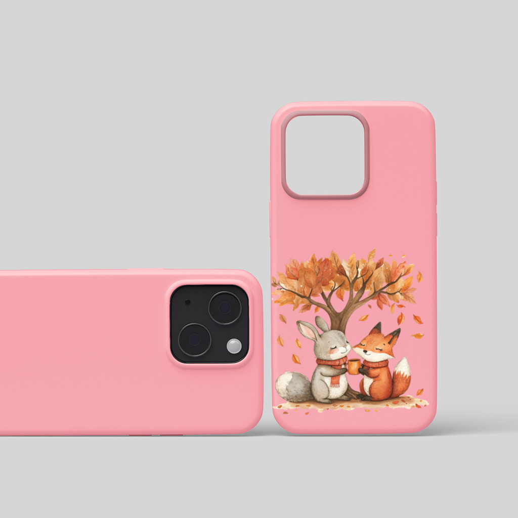 Cozy Autumn Fox and Rabbit iPhone 15 Plus Case