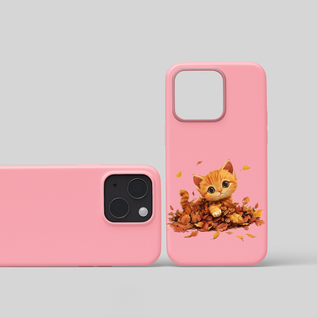 Ginger Kitten in Autumn Leaves iPhone 15 Plus Case