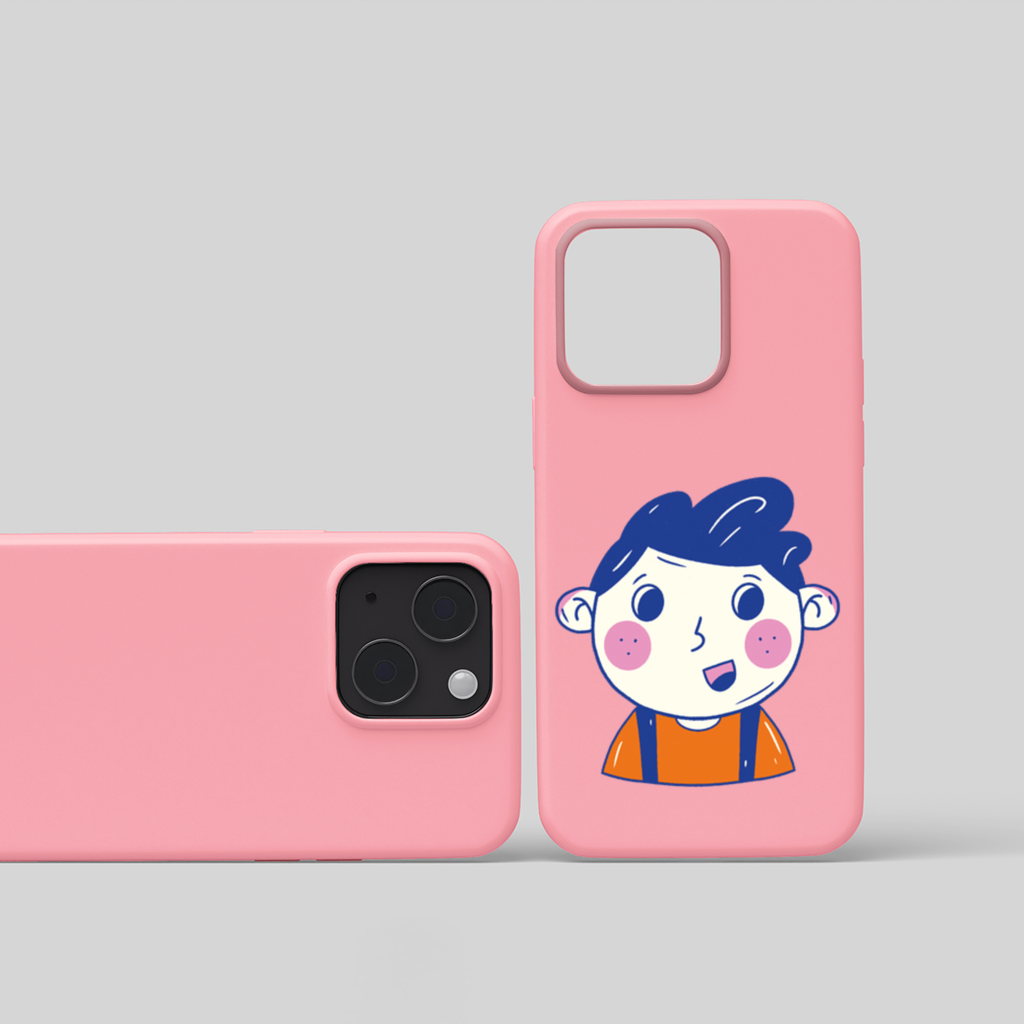 Cute Smiling Boy with Blue Hair iPhone 15 Plus Case