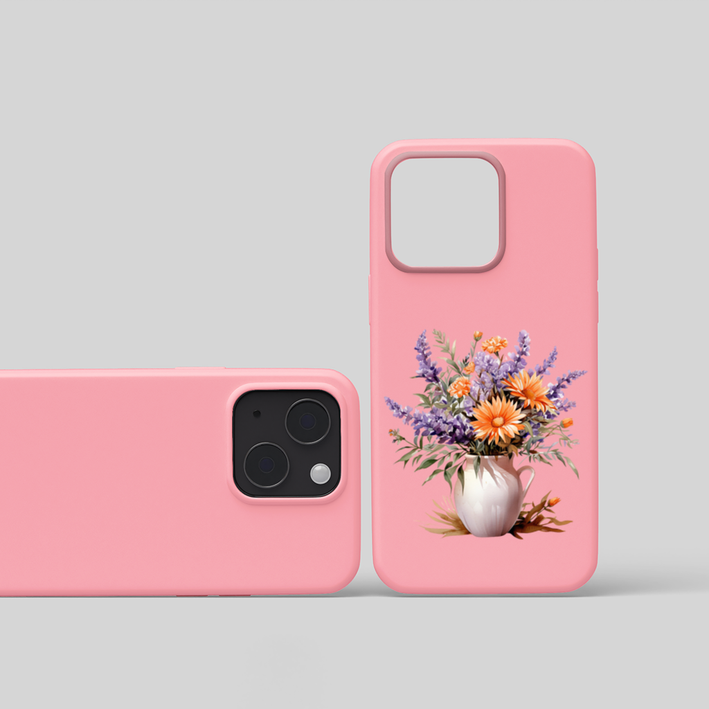 Turuncu Kır Çiçekleri ve Lavanta iPhone 15 Plus Kılıfı