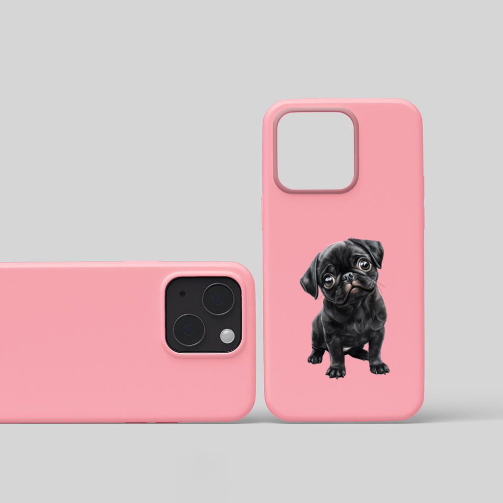 Innocent Black Pug Puppy iPhone 15 Plus Case