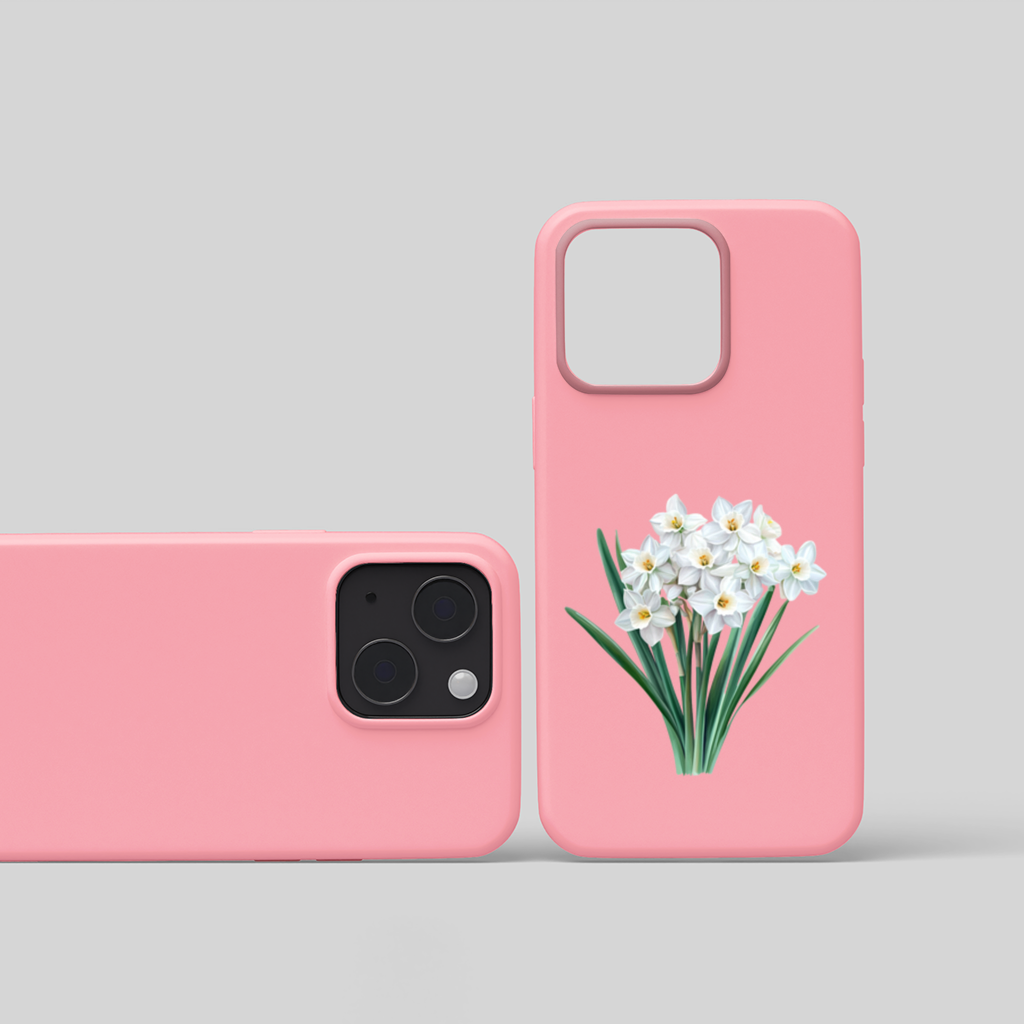 Beyaz Nergis Çiçeği Demeti iPhone 15 Plus Kılıfı