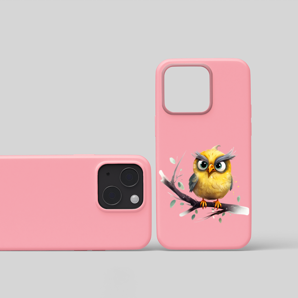 Grumpy Yellow Owl iPhone 15 Plus Case