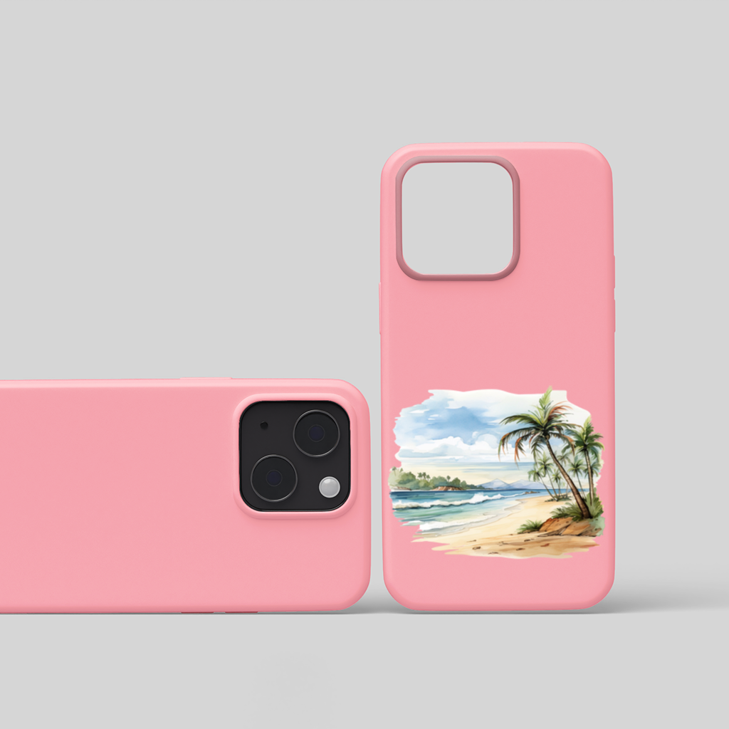 Tropikal Palmiye Sahili iPhone 15 Plus Kılıfı