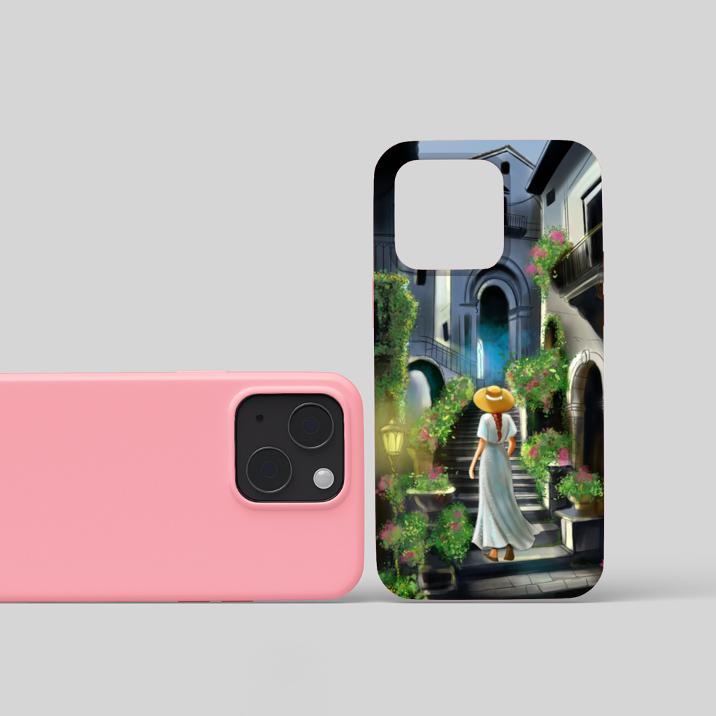 Journey Through Time The Tale of Flowery Streets iPhone 15 Plus Case