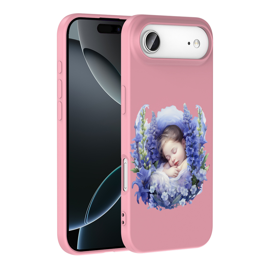 Mavi Çiçekler Arasında Uyuyan Bebek iPhone 17 Air Kılıfı