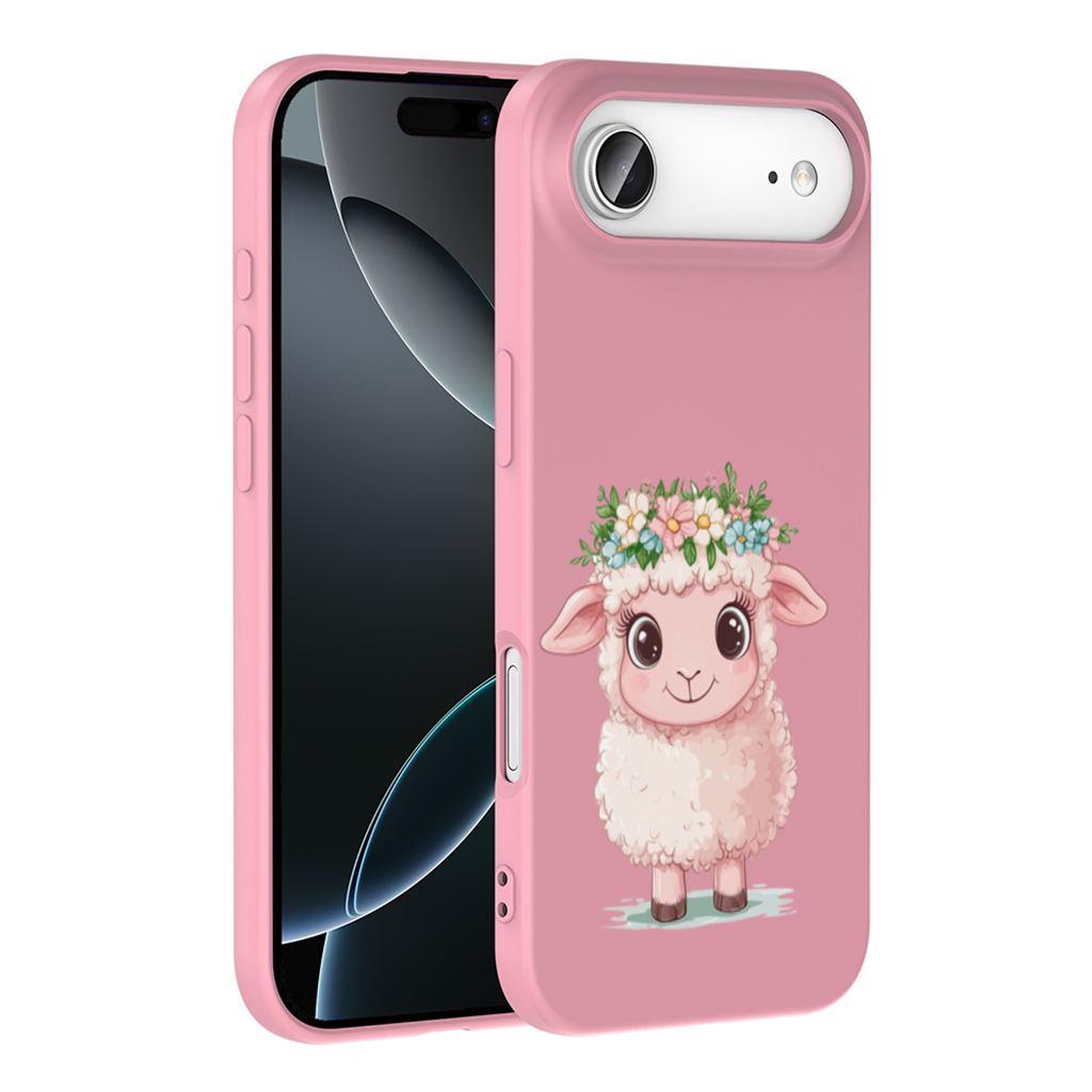 Kawaii Flower Crown Pink Lamb İphone 17 Air Case